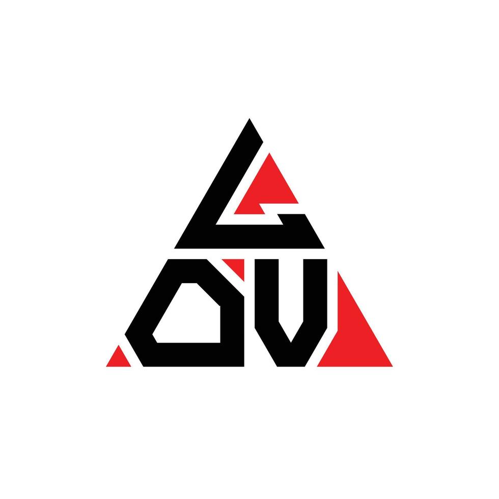 design del logo della lettera del triangolo lov con forma triangolare. monogramma di design del logo del triangolo lov. modello di logo vettoriale triangolo lov con colore rosso. lov logo triangolare logo semplice, elegante e lussuoso.