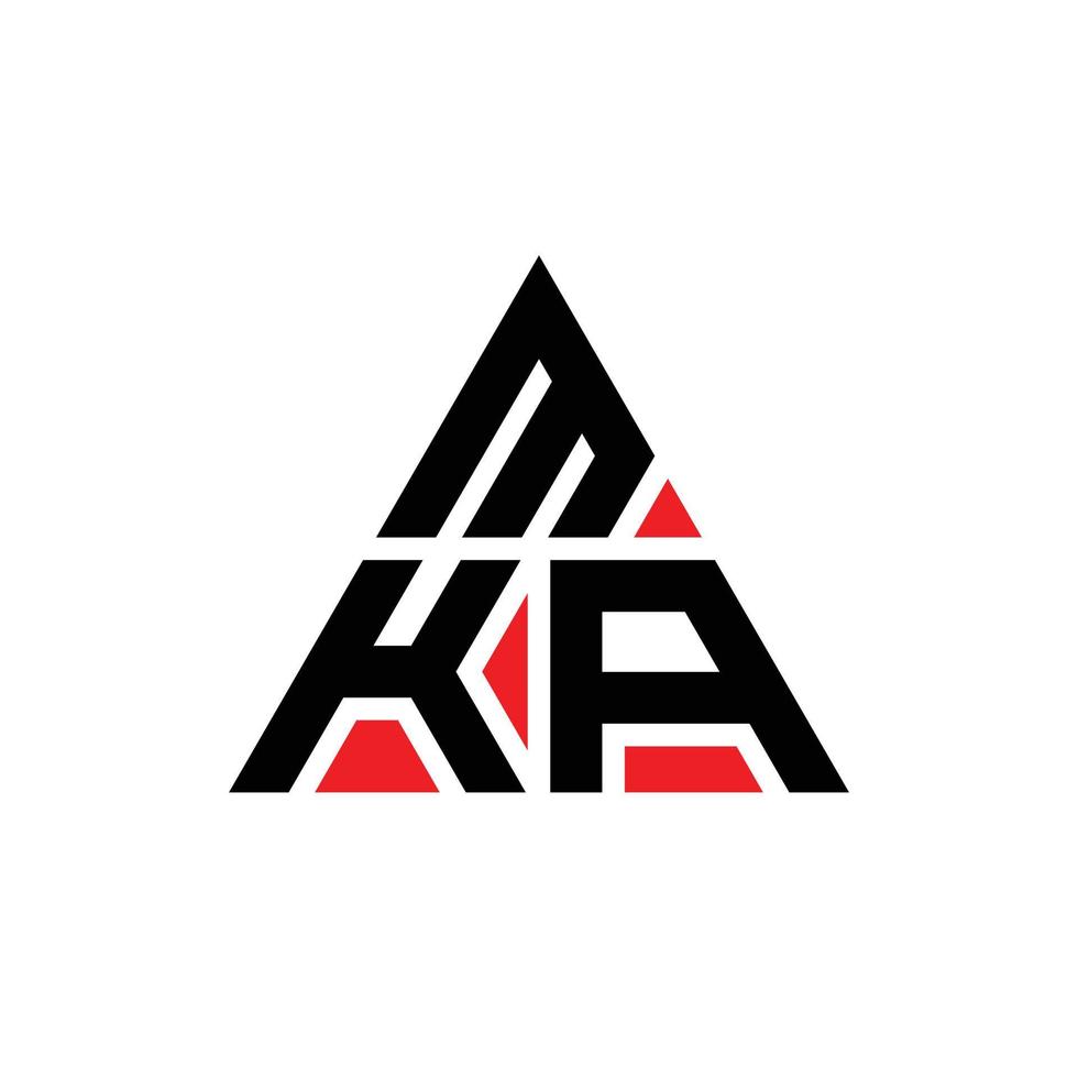 design del logo della lettera del triangolo mka con forma triangolare. monogramma di design del logo del triangolo mka. modello di logo vettoriale triangolo mka con colore rosso. logo triangolare mka logo semplice, elegante e lussuoso.