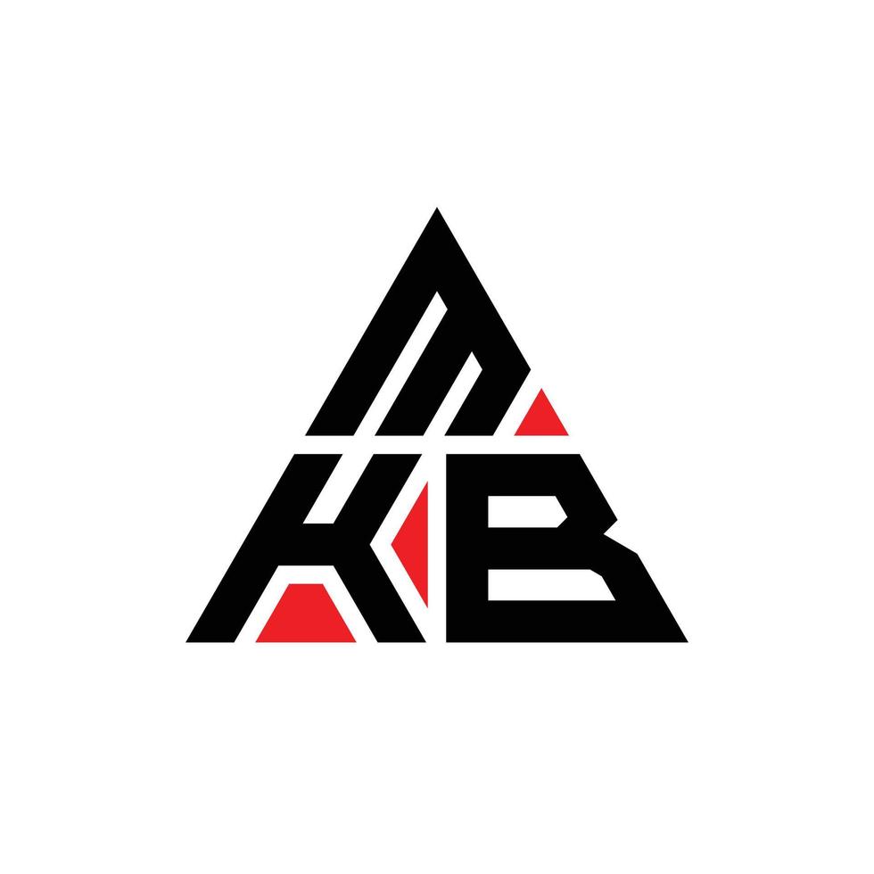 design del logo della lettera del triangolo mkb con forma triangolare. monogramma di design del logo del triangolo mkb. modello di logo vettoriale triangolo mkb con colore rosso. logo triangolare mkb logo semplice, elegante e lussuoso.