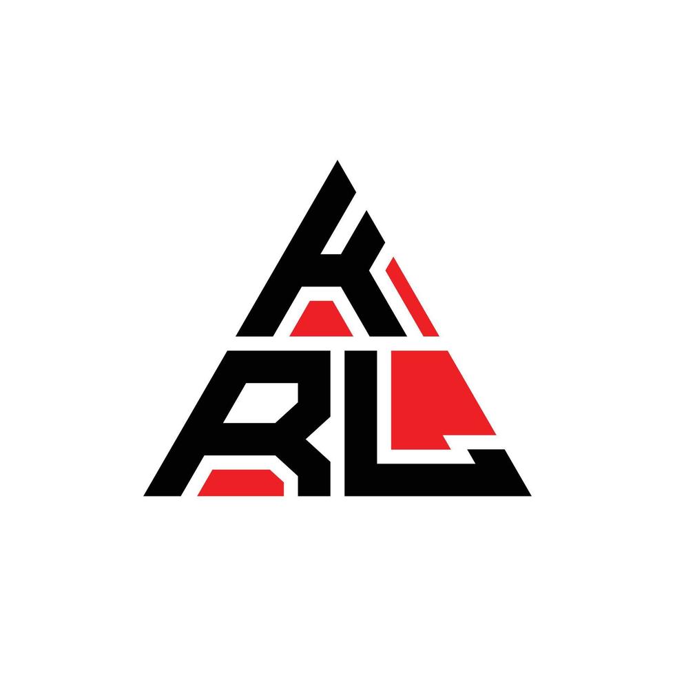 design del logo della lettera del triangolo krl con forma triangolare. krl triangolo logo design monogramma. modello di logo vettoriale triangolo krl con colore rosso. logo triangolare krl logo semplice, elegante e lussuoso.