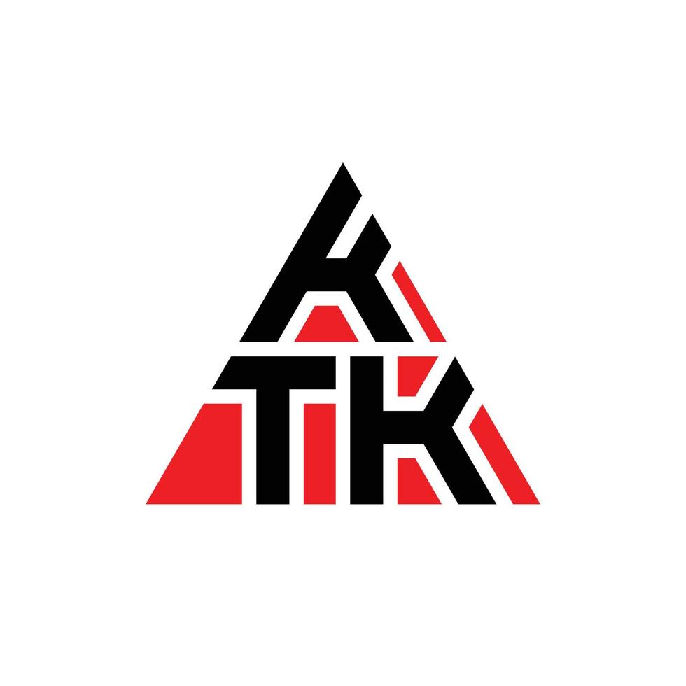 design del logo della lettera del triangolo ktk con forma triangolare. ktk triangolo logo design monogramma. modello di logo vettoriale triangolo ktk con colore rosso. logo triangolare ktk logo semplice, elegante e lussuoso.