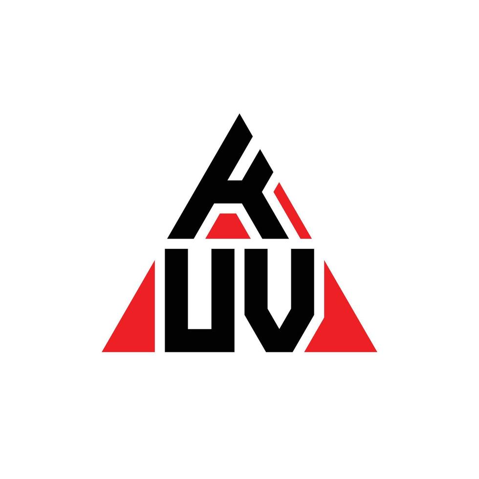 design del logo della lettera del triangolo kuv con forma triangolare. kuv triangolo logo design monogramma. modello di logo vettoriale triangolo kuv con colore rosso. logo triangolare kuv logo semplice, elegante e lussuoso.