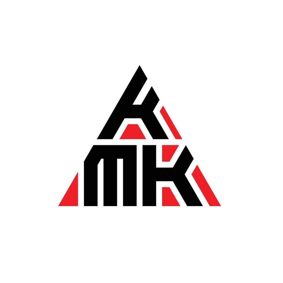 design del logo della lettera triangolo kmk con forma triangolare. monogramma del design del logo del triangolo kmk. modello di logo vettoriale triangolo kmk con colore rosso. logo triangolare kmk logo semplice, elegante e lussuoso.