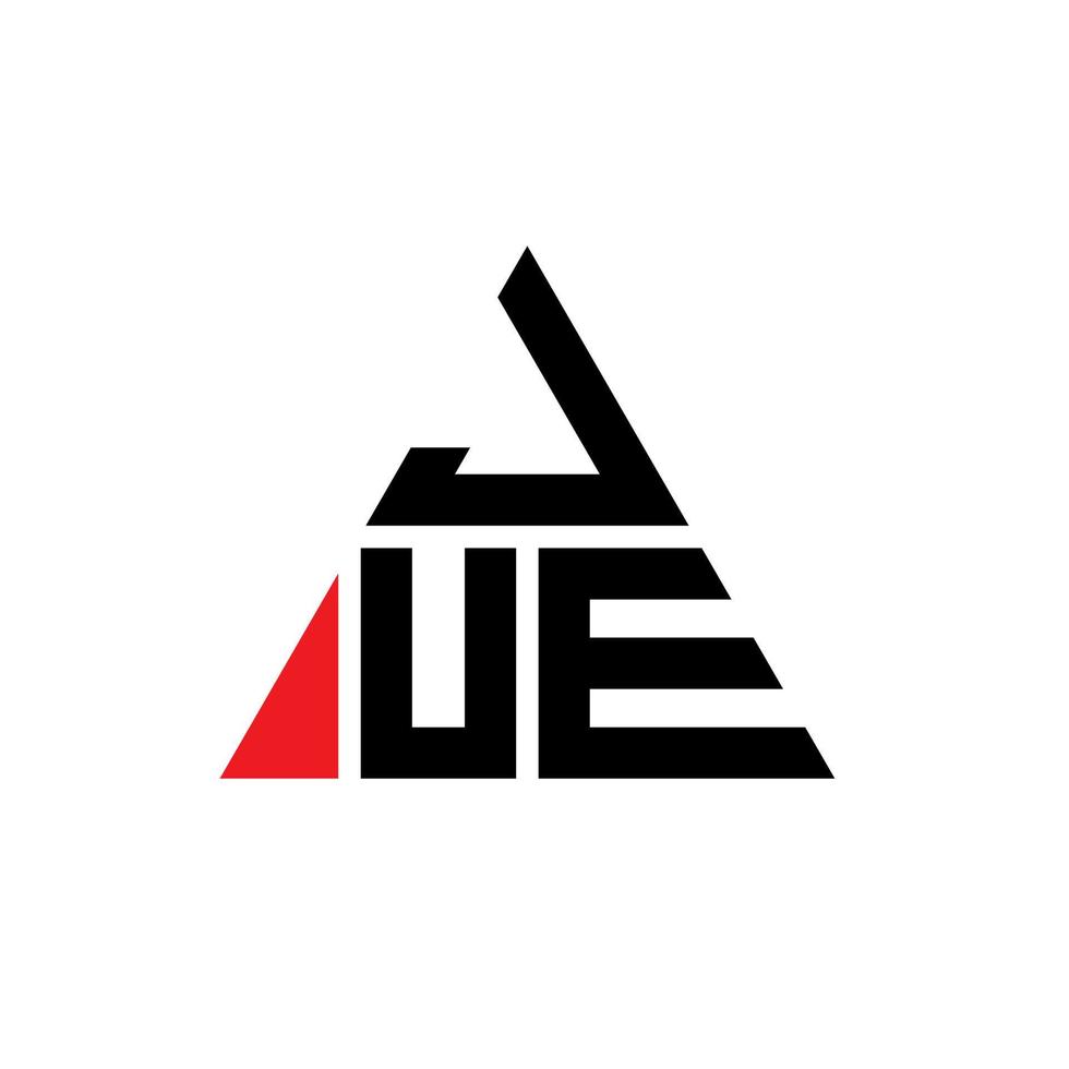 design del logo della lettera triangolo jue con forma triangolare. monogramma di design del logo del triangolo jue. modello di logo vettoriale triangolo jue con colore rosso. logo triangolare jue logo semplice, elegante e lussuoso.