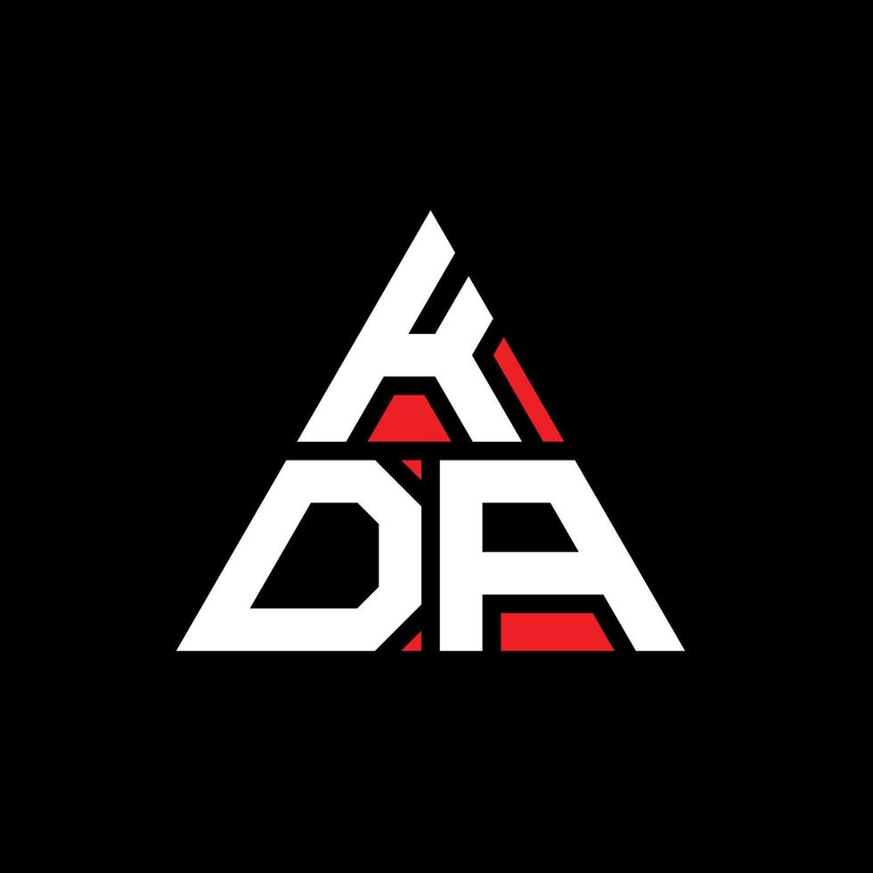 design del logo della lettera triangolo kda con forma triangolare. kda triangolo logo design monogramma. modello di logo vettoriale triangolo kda con colore rosso. logo triangolare kda logo semplice, elegante e lussuoso.