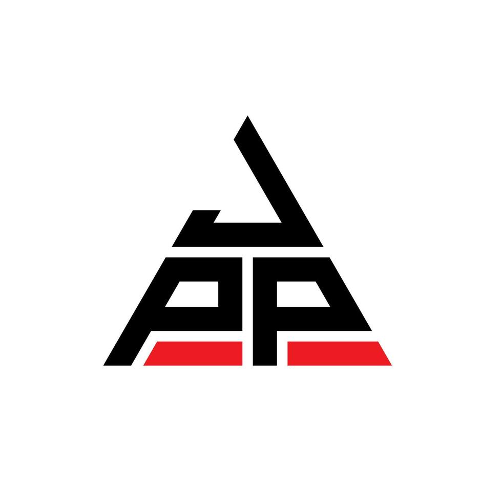 design del logo della lettera del triangolo jpp con forma triangolare. monogramma di design del logo del triangolo jpp. modello di logo vettoriale triangolo jpp con colore rosso. jpp logo triangolare logo semplice, elegante e lussuoso.