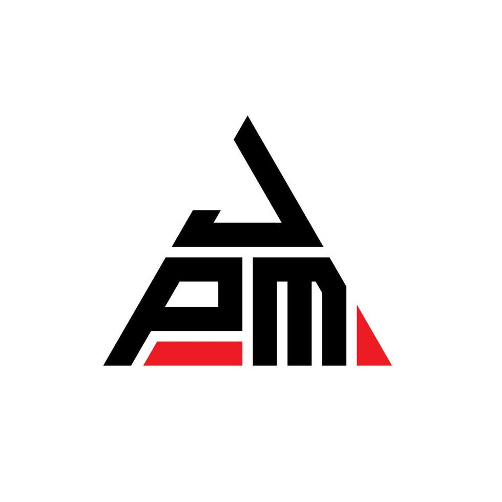 design del logo della lettera triangolare jpm con forma triangolare. monogramma jpm triangolo logo design. modello di logo vettoriale triangolo jpm con colore rosso. jpm logo triangolare logo semplice, elegante e lussuoso.