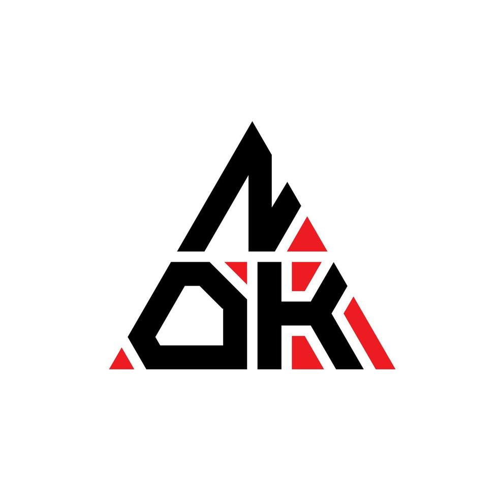 design del logo della lettera triangolare nok con forma triangolare. monogramma di design del logo del triangolo nok. modello di logo vettoriale triangolo nok con colore rosso. nok logo triangolare logo semplice, elegante e lussuoso.