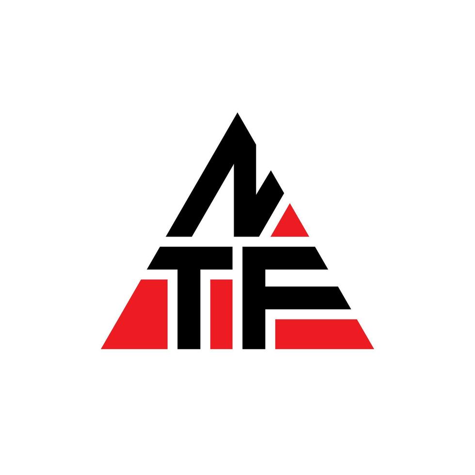 design del logo della lettera triangolare ntf con forma triangolare. monogramma di design del logo del triangolo ntf. modello di logo vettoriale triangolo ntf con colore rosso. logo triangolare ntf logo semplice, elegante e lussuoso.