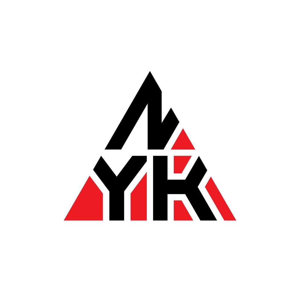 design del logo della lettera triangolo nyk con forma triangolare. nyk triangolo logo design monogramma. modello di logo vettoriale triangolo nyk con colore rosso. logo triangolare nyk logo semplice, elegante e lussuoso.