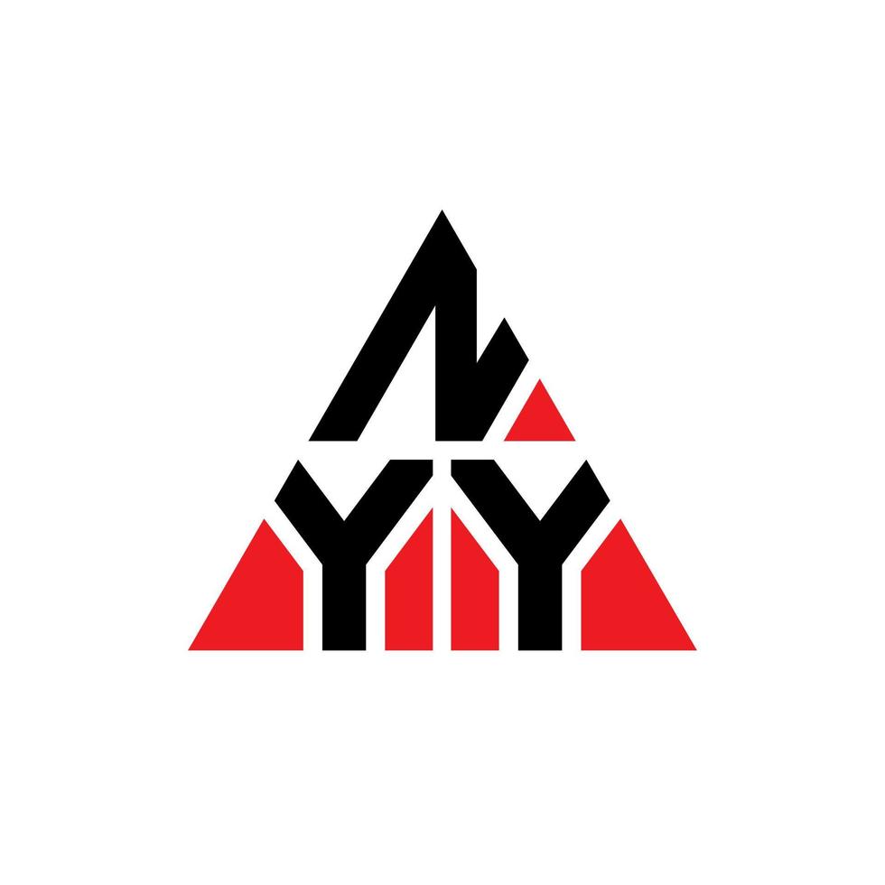 design del logo della lettera triangolo nyy con forma triangolare. nyy triangolo logo design monogramma. modello di logo vettoriale triangolo nyy con colore rosso. logo triangolare nyy logo semplice, elegante e lussuoso.