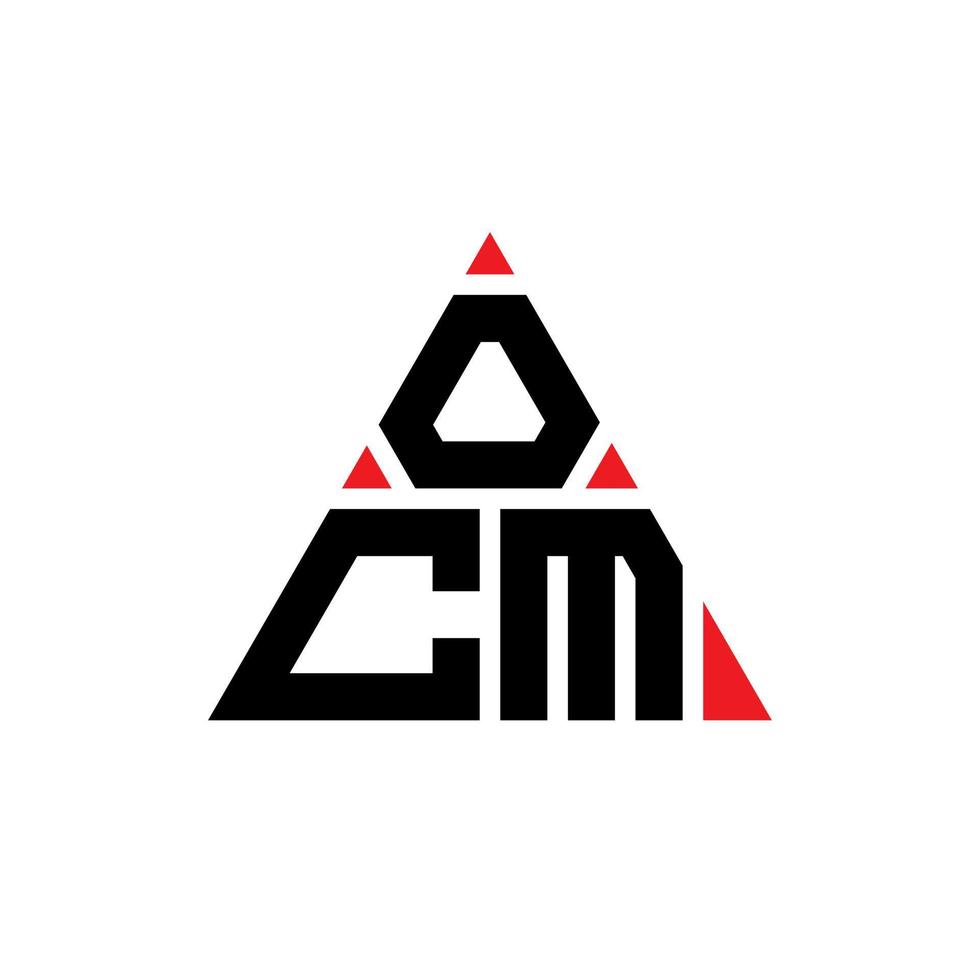 design del logo della lettera del triangolo ocm con forma triangolare. monogramma del design del logo del triangolo ocm. modello di logo vettoriale triangolo ocm con colore rosso. ocm logo triangolare logo semplice, elegante e lussuoso.