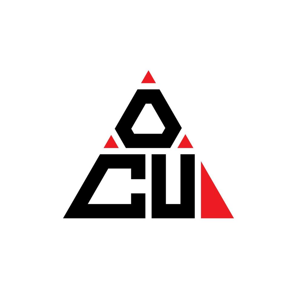 ocu triangolo lettera logo design con forma triangolare. ocu triangolo logo design monogramma. modello di logo vettoriale triangolo ocu con colore rosso. ocu logo triangolare logo semplice, elegante e lussuoso.