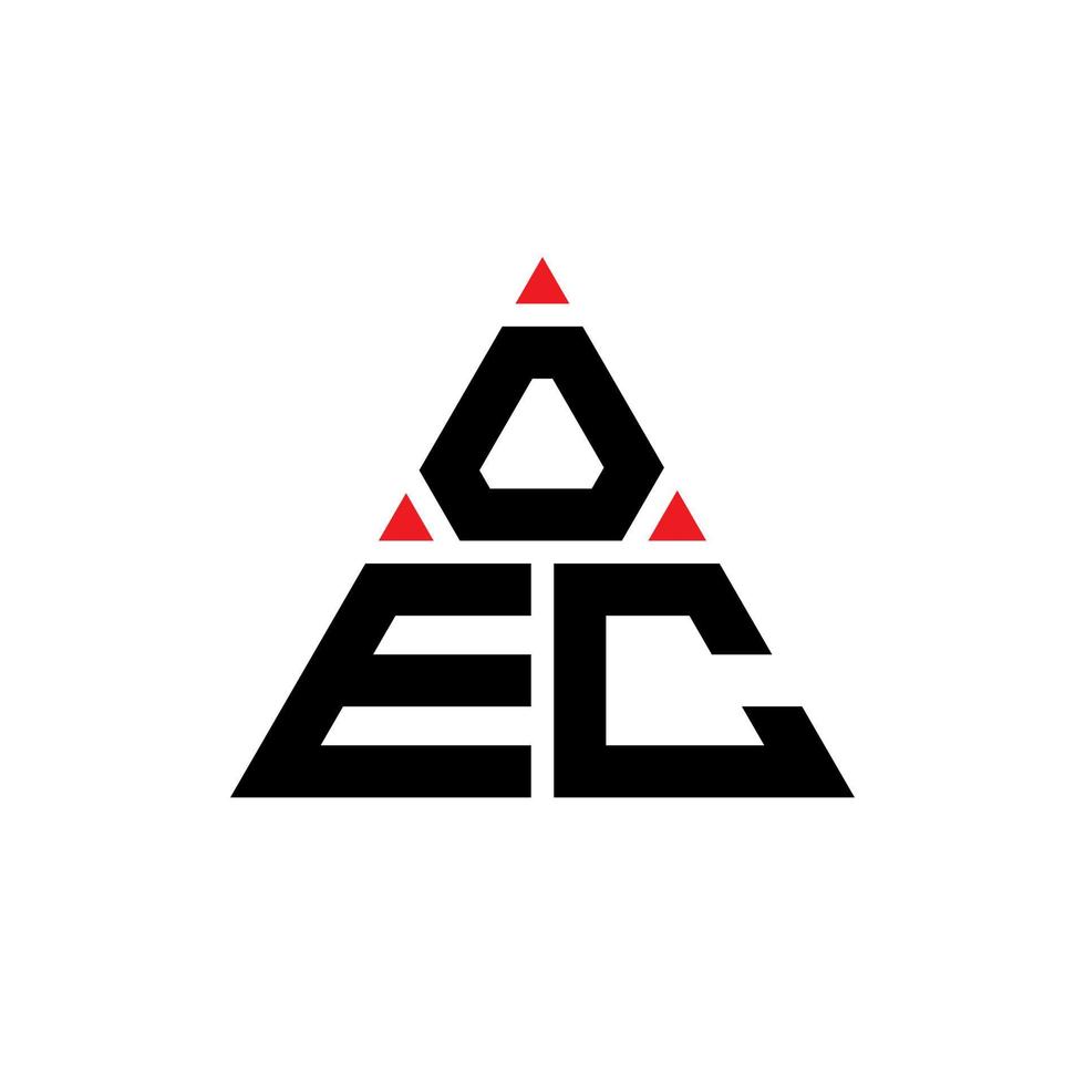 design del logo della lettera triangolo oec con forma triangolare. monogramma di design del logo del triangolo oec. modello di logo vettoriale triangolo oec con colore rosso. oec logo triangolare logo semplice, elegante e lussuoso.