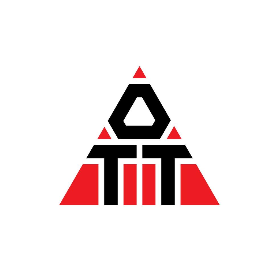 ott triangolo lettera logo design con forma triangolare. monogramma di design del logo del triangolo ott. modello di logo vettoriale triangolo ott con colore rosso. logo triangolare ott logo semplice, elegante e lussuoso.