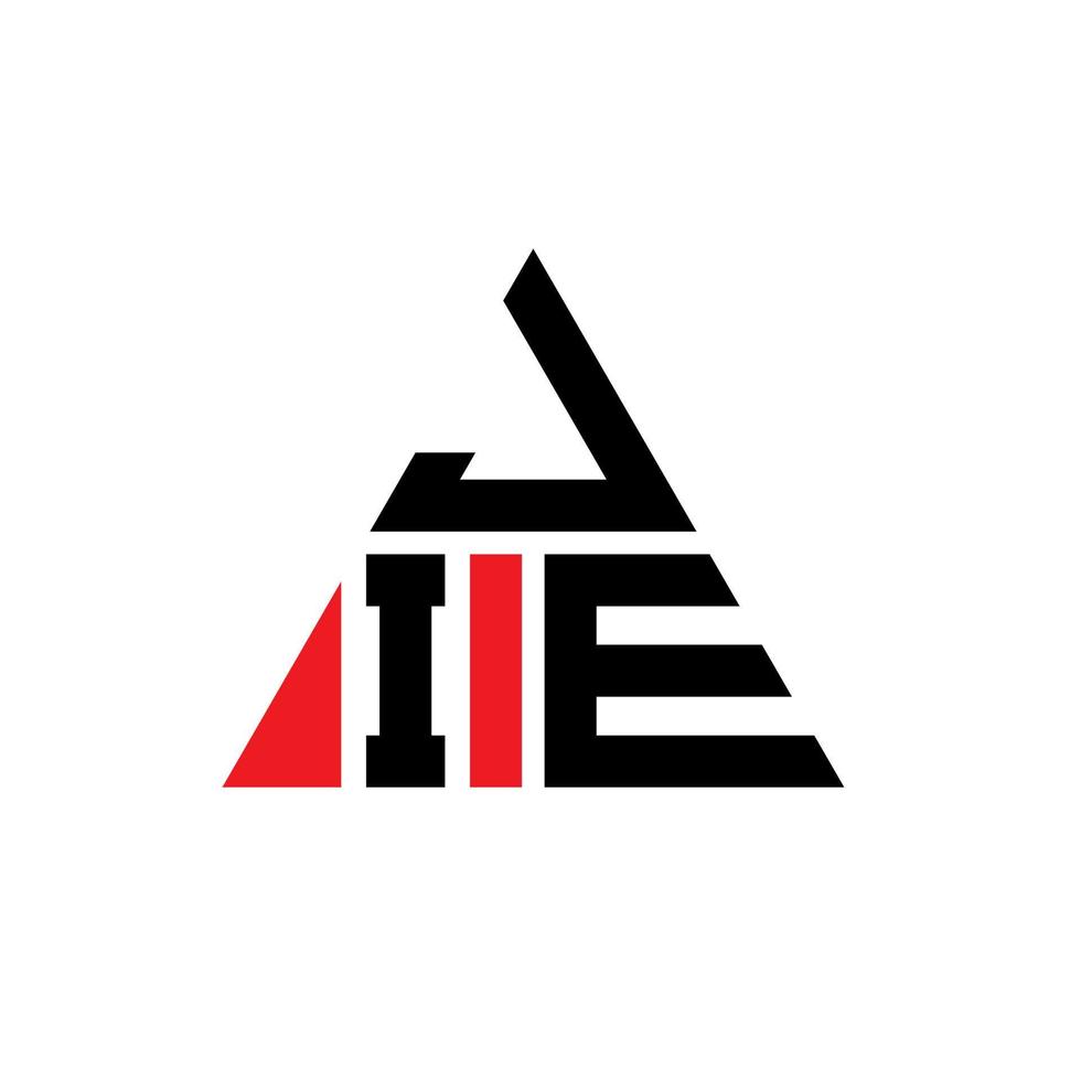 design del logo della lettera triangolo jie con forma triangolare. jie triangolo logo design monogramma. modello di logo vettoriale triangolo jie con colore rosso. logo triangolare jie logo semplice, elegante e lussuoso.