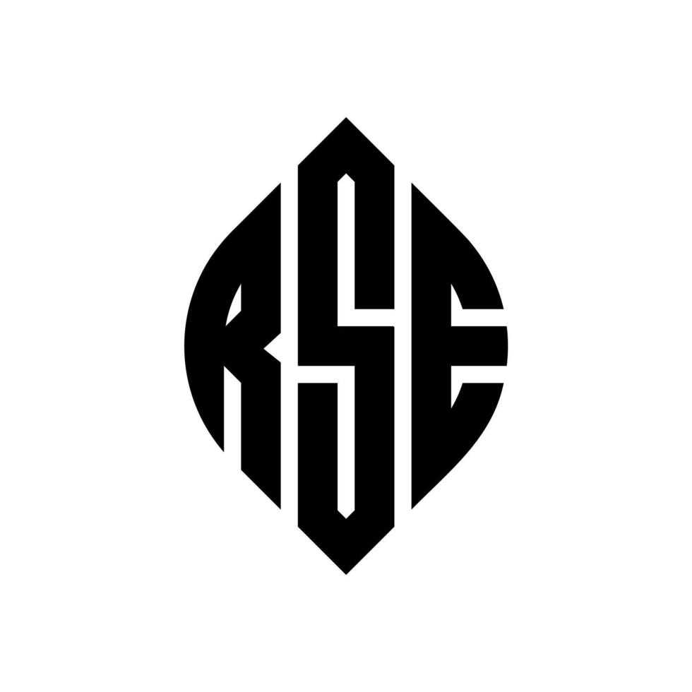 design del logo della lettera del cerchio rse con forma circolare ed ellittica. rse lettere ellittiche con stile tipografico. le tre iniziali formano un logo circolare. rse cerchio emblema astratto monogramma lettera marchio vettore. vettore