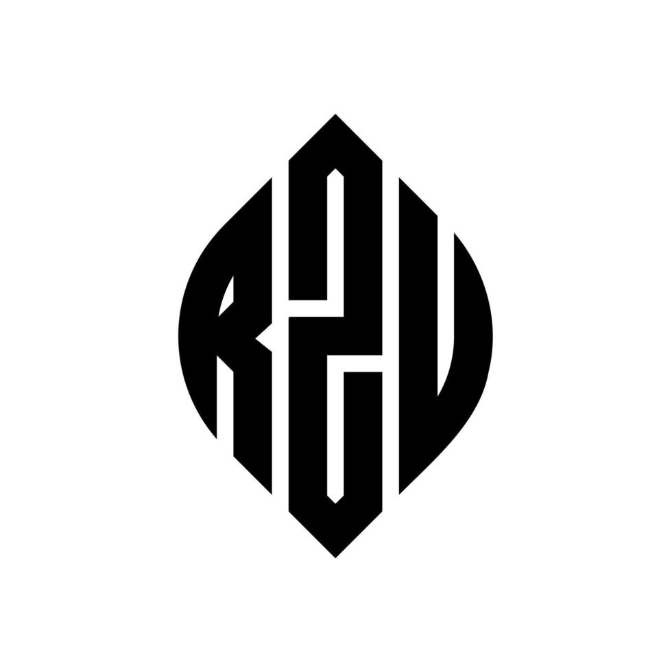 rzu cerchio lettera logo design con forma circolare ed ellittica. rzu lettere ellittiche con stile tipografico. le tre iniziali formano un logo circolare. rzu cerchio emblema astratto monogramma lettera marchio vettore. vettore