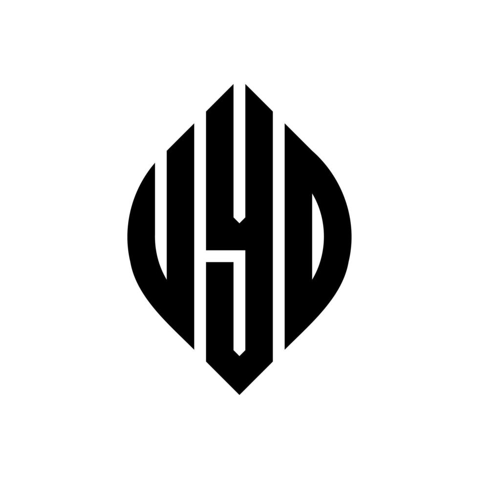 design del logo della lettera del cerchio uyd con forma circolare ed ellittica. uyd lettere ellittiche con stile tipografico. le tre iniziali formano un logo circolare. vettore del segno della lettera del monogramma astratto dell'emblema del cerchio di uyd.