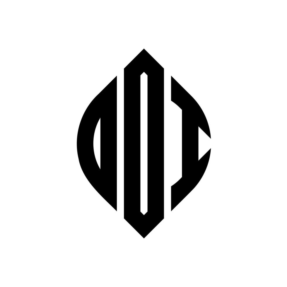 design del logo della lettera del cerchio doi con forma circolare ed ellittica. doi lettere ellittiche con stile tipografico. le tre iniziali formano un logo circolare. doi cerchio emblema astratto monogramma lettera marchio vettore. vettore