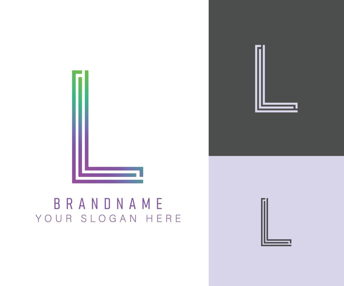 monogramma logo alfabeto lettera l con colore neon, adatto per loghi, titoli e intestazioni vettore