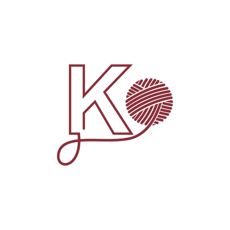 lettera k e matassa di filato icona design illustrazione vettore