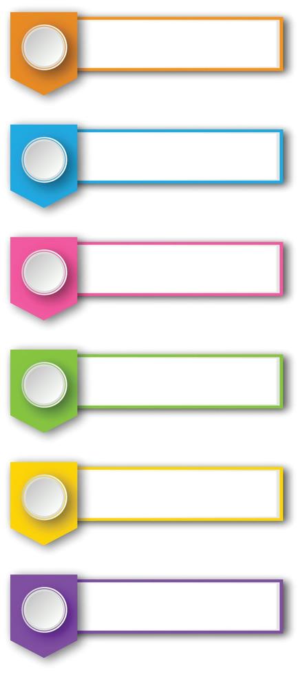 set infografico di banner adesivi colorati. immagine colorata. isolato su sfondo bianco. vettore