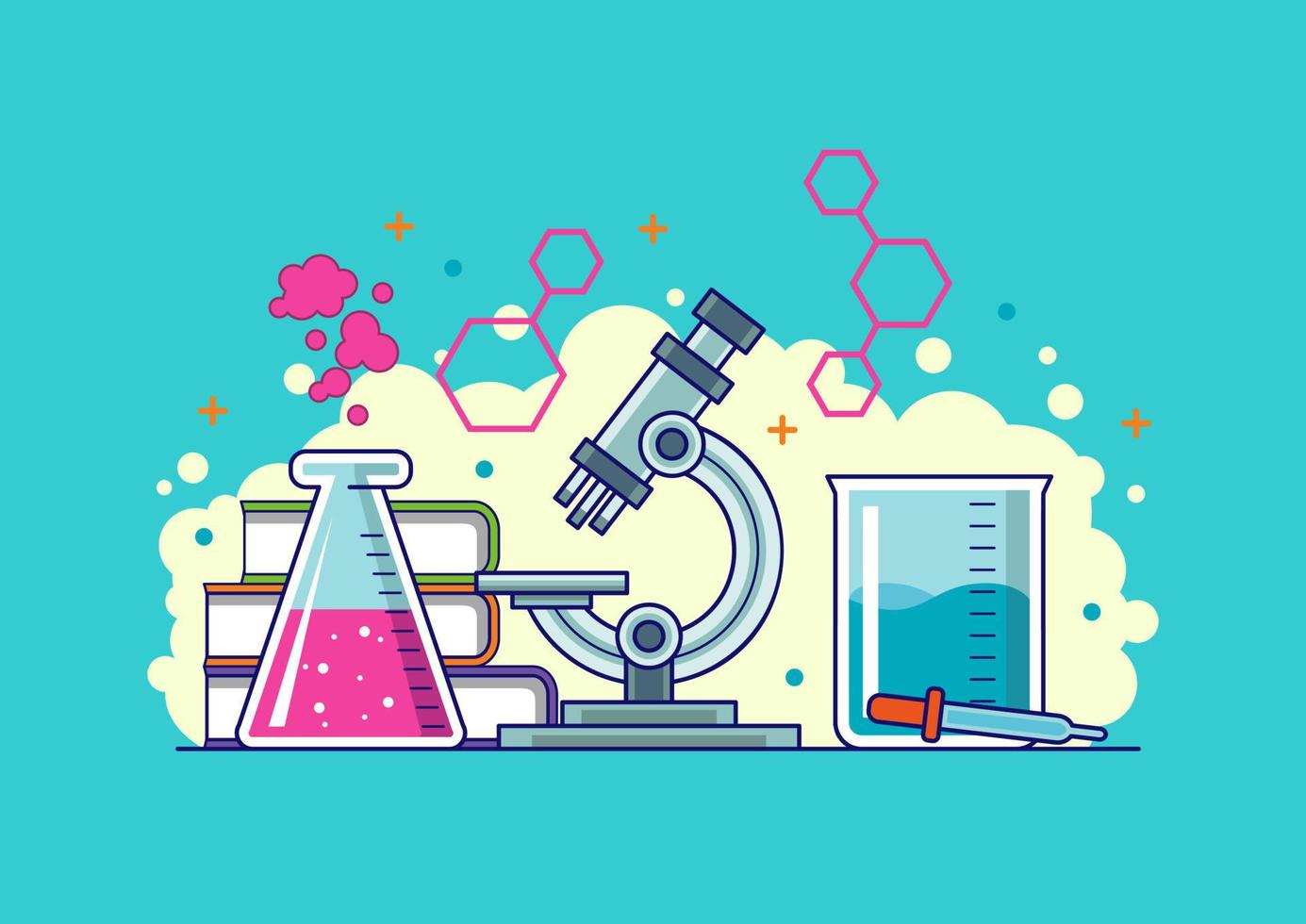 disegni concettuali dell'illustrazione dell'esperimento di laboratorio chimico vettore