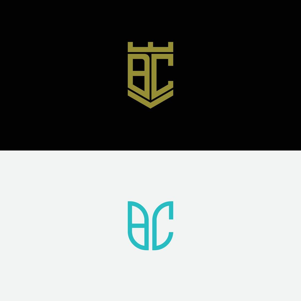 set di design ispiratore del logo, per le aziende dalle lettere iniziali dell'icona del logo bc. -vettori vettore