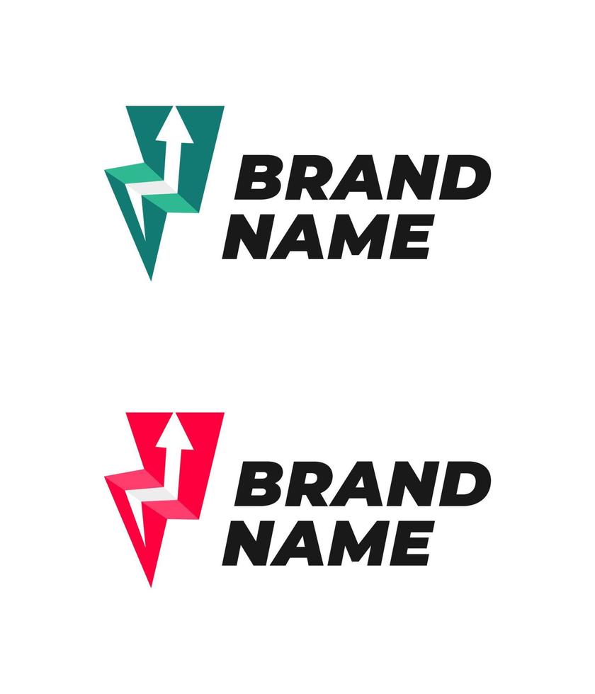 design del logo aziendale, logo aziendale, logo tuono e freccia, logo aumento, finanza vettore