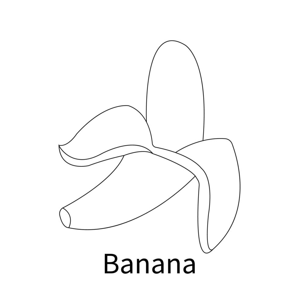 Disegni da colorare di frutta facile per bambini e banana per bambini vettore