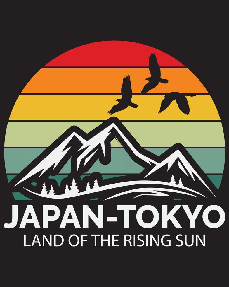 t-shirt design giappone-tokyo terra del sol levante vettore