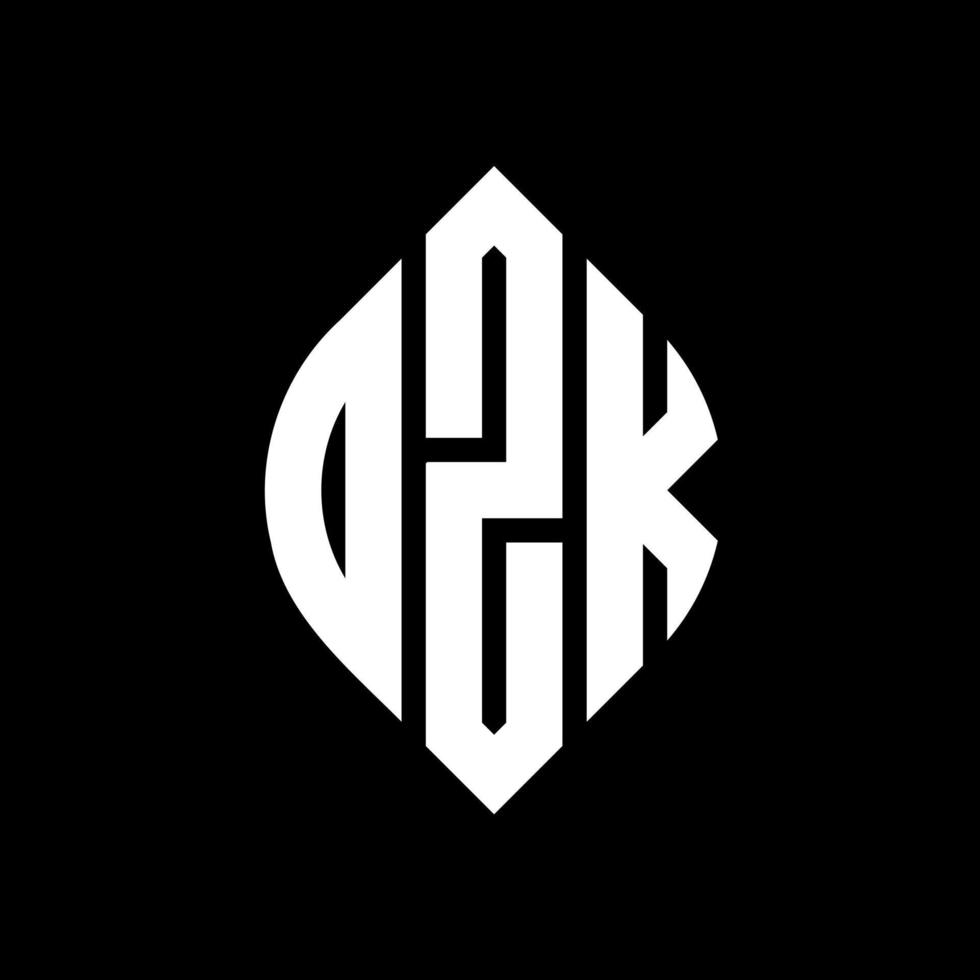 ozk circle letter logo design con forma circolare ed ellittica. ozk lettere ellittiche con stile tipografico. le tre iniziali formano un logo circolare. ozk cerchio emblema astratto monogramma lettera marchio vettore. vettore