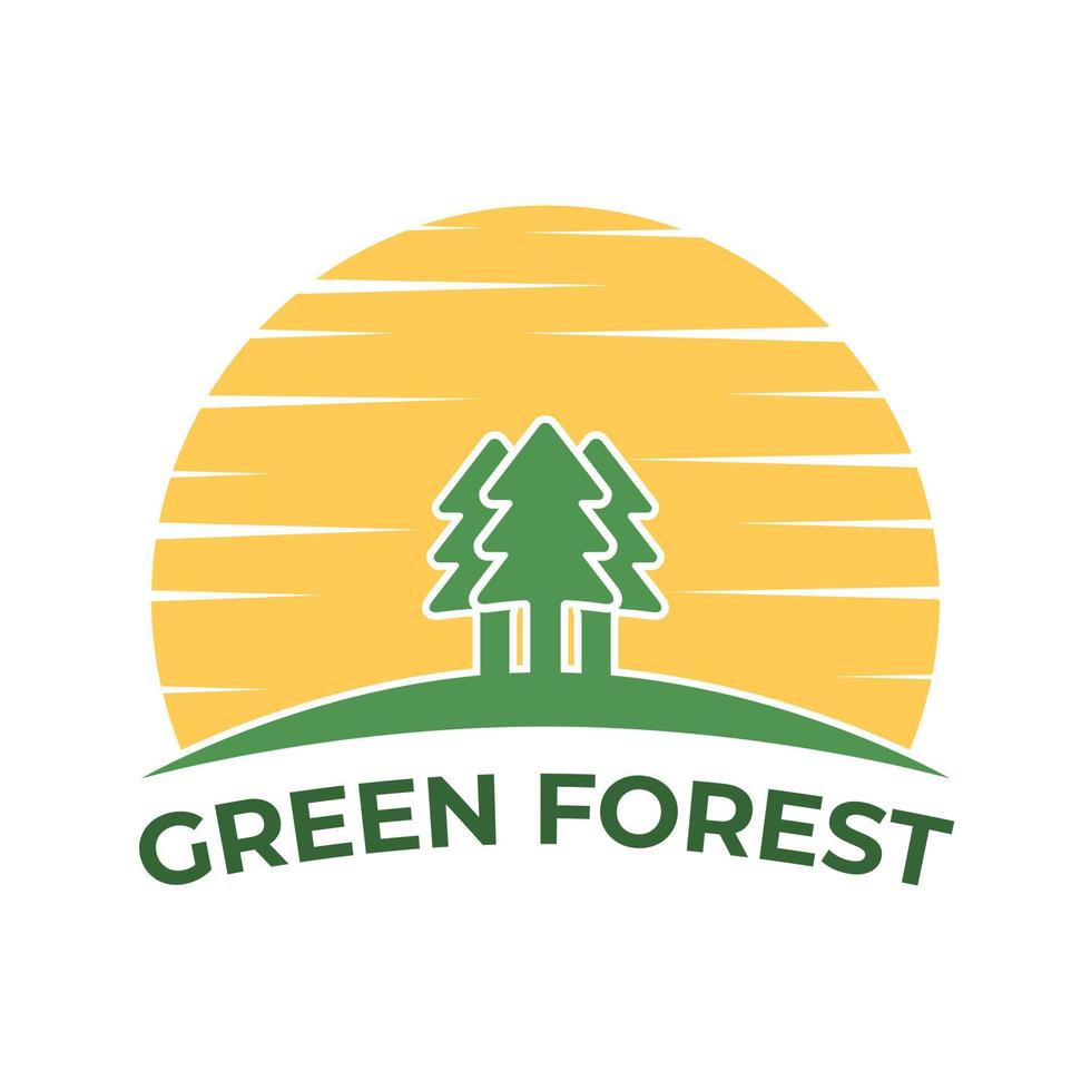 modello di logo foresta verde su sfondo isolato vettore