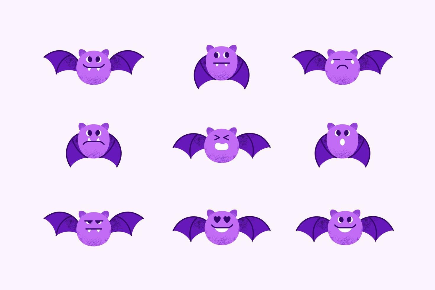 collezione di simpatici pipistrelli di halloween con diverse emozioni vettore