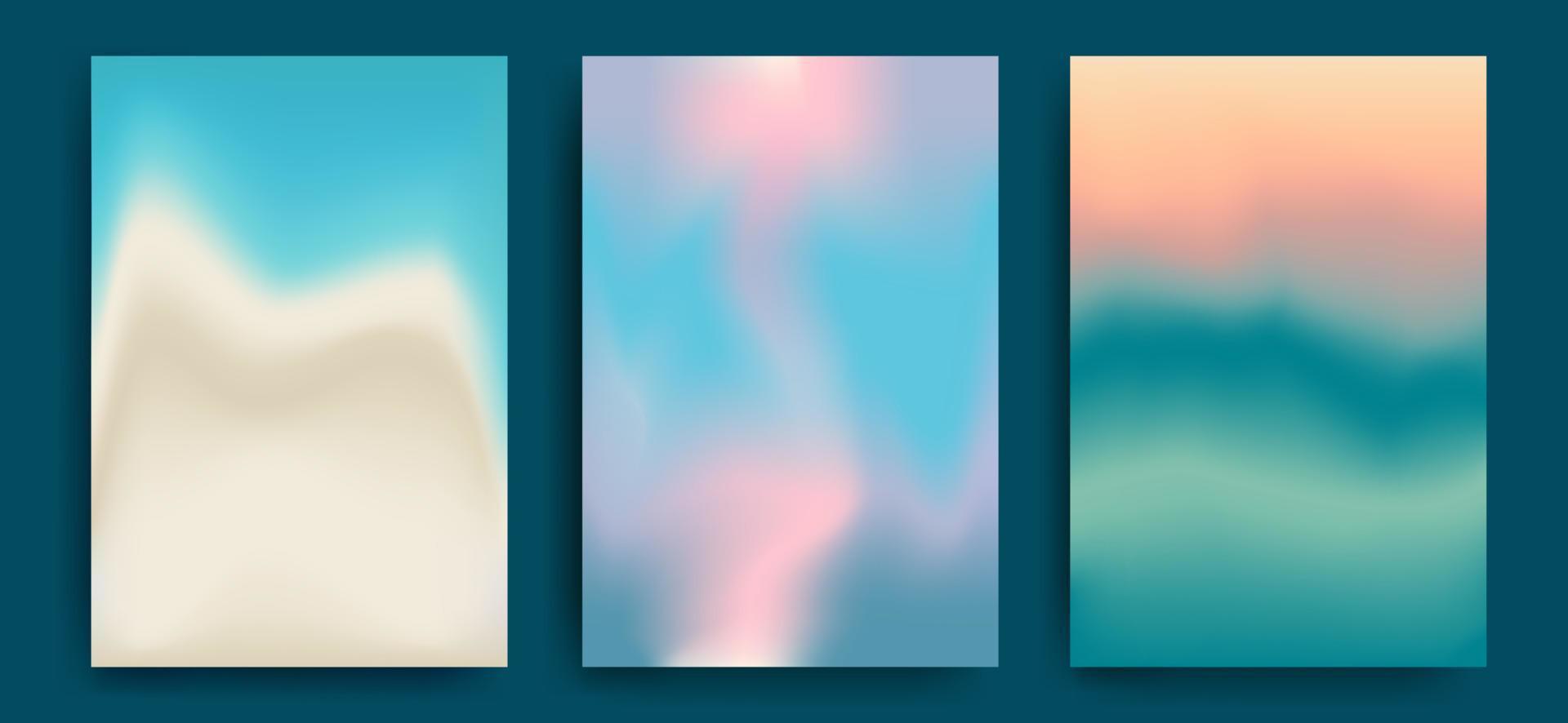 set di gradienti vettoriali in colori pastello. per copertine, sfondi, branding e altri progetti. summer palette.vbeach, mare, cielo al tramonto. illustrazione vettoriale