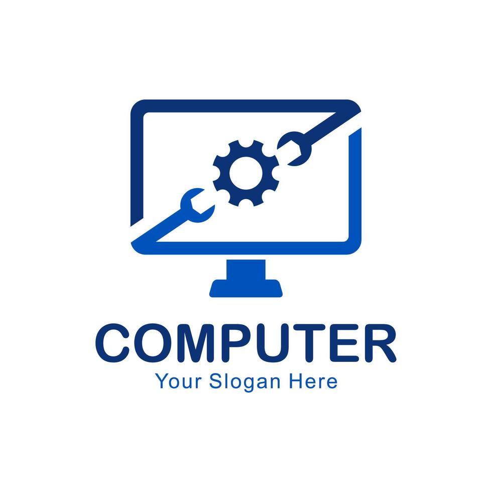 logo di riparazione del computer vettore