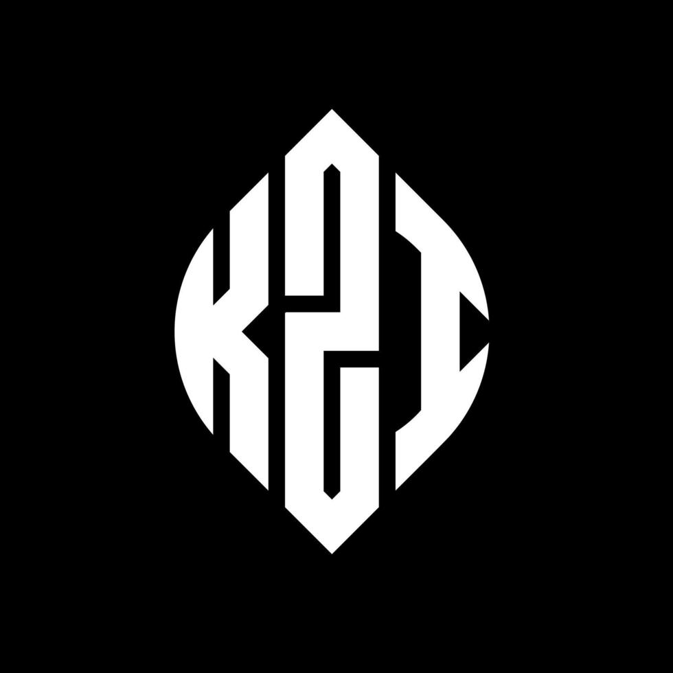 design del logo della lettera del cerchio kzi con forma circolare ed ellittica. lettere ellittiche kzi con stile tipografico. le tre iniziali formano un logo circolare. kzi cerchio emblema astratto monogramma lettera marchio vettore. vettore