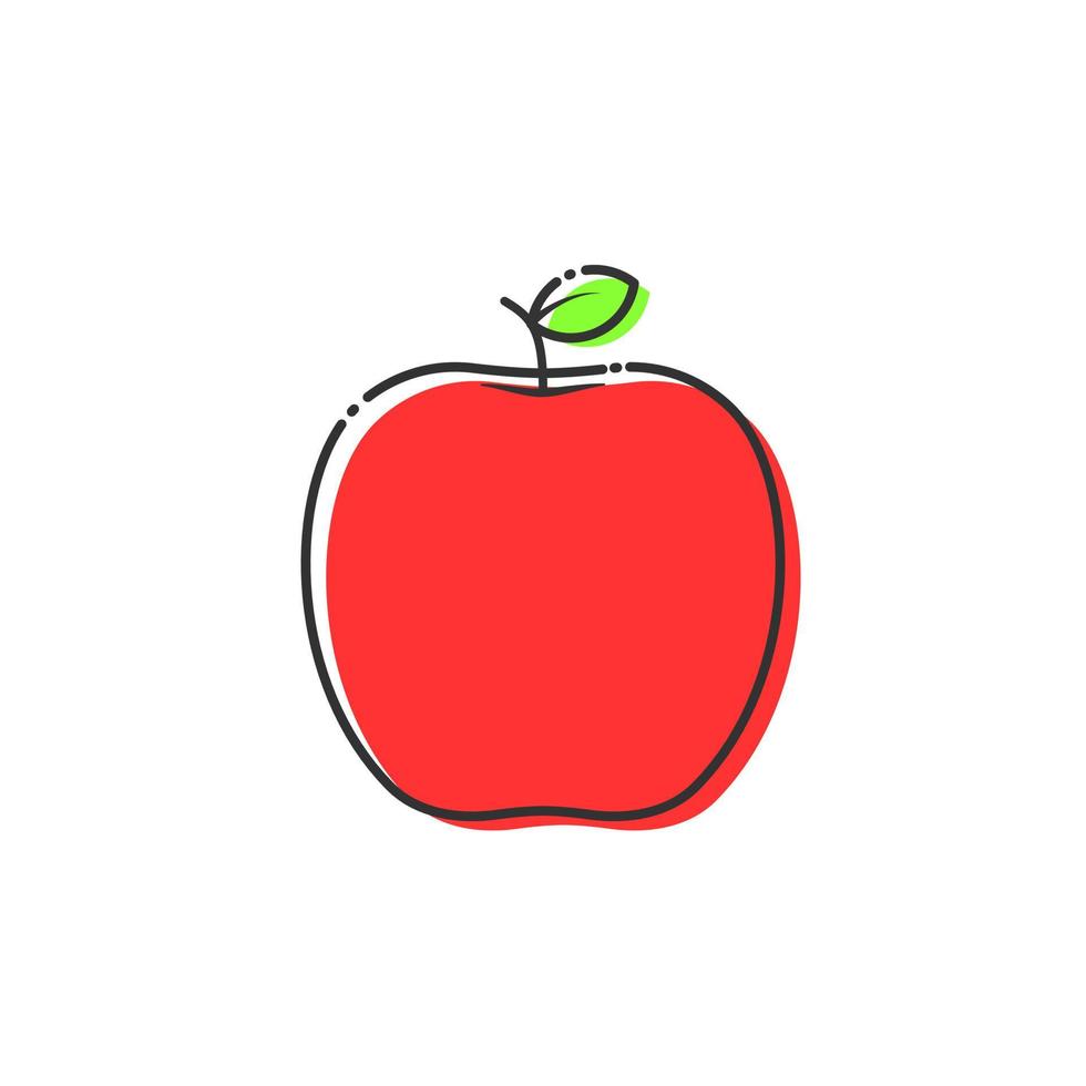 vettore di frutta mela isolato. icona della mela del fumetto su priorità bassa bianca
