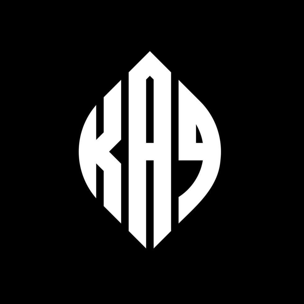 design del logo della lettera del cerchio kaq con forma circolare ed ellittica. kaq lettere ellittiche con stile tipografico. le tre iniziali formano un logo circolare. kaq cerchio emblema astratto monogramma lettera marchio vettore. vettore