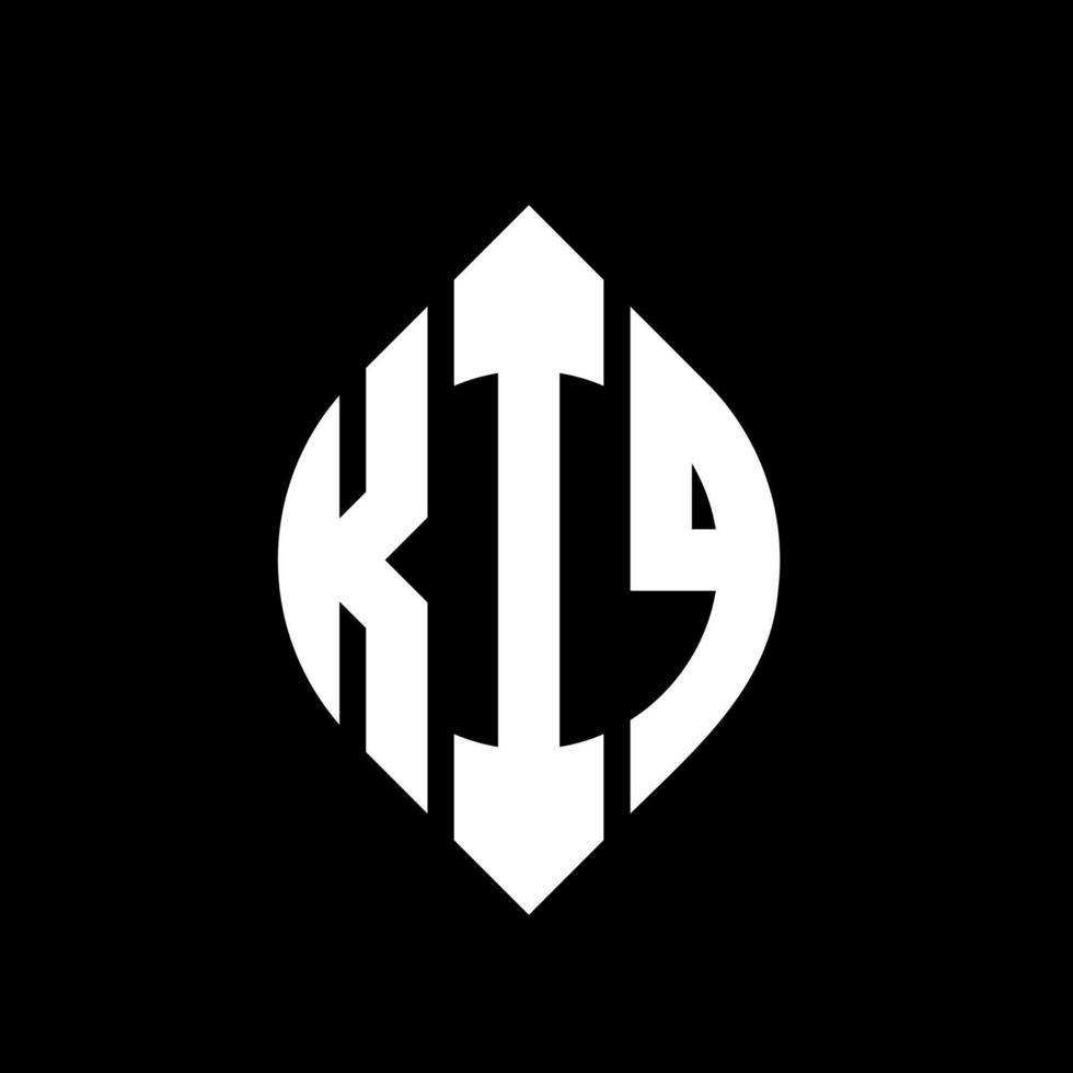 design del logo della lettera del cerchio kiq con forma circolare ed ellittica. kiq lettere ellittiche con stile tipografico. le tre iniziali formano un logo circolare. kiq cerchio emblema astratto monogramma lettera marchio vettore. vettore