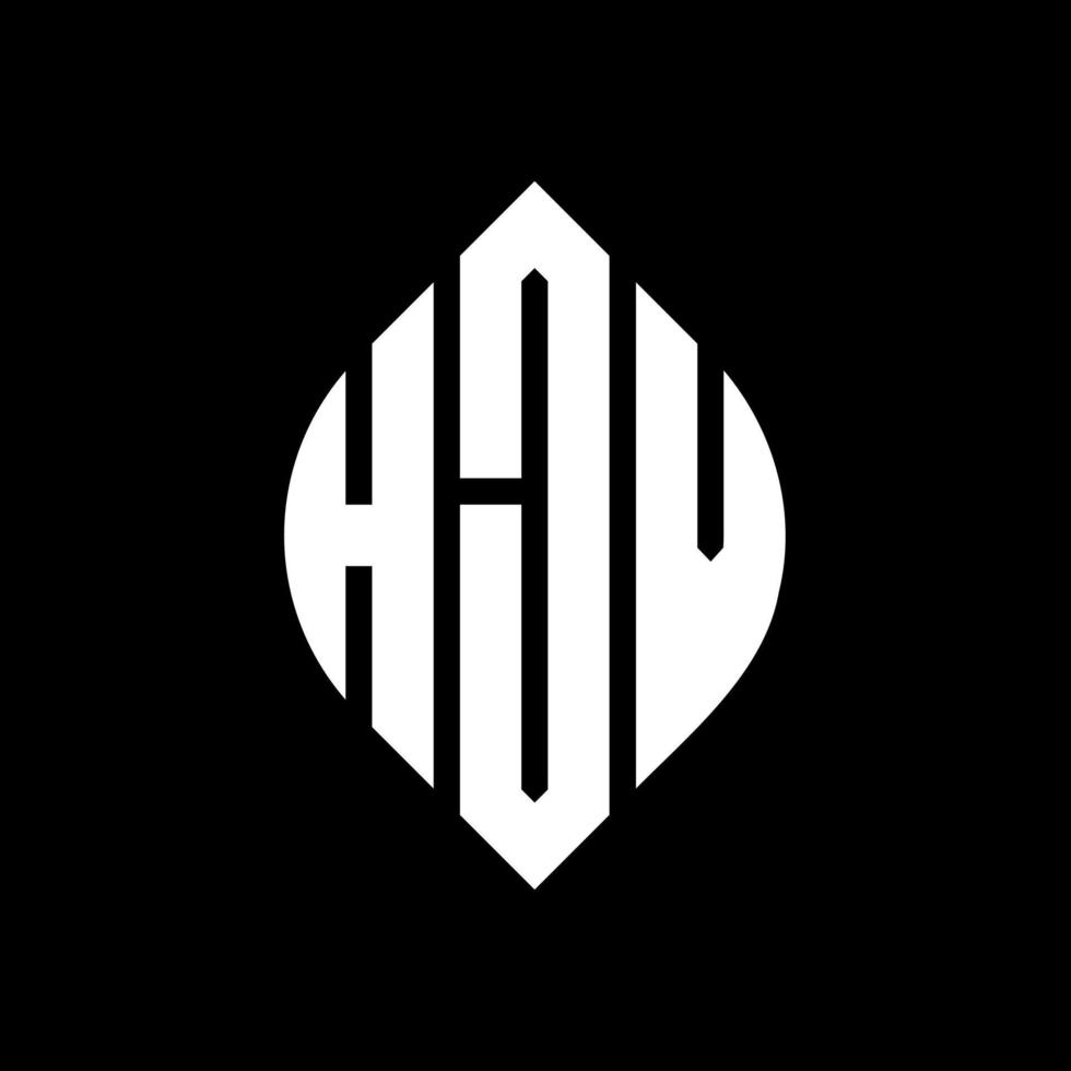 design del logo della lettera del cerchio hjv con forma circolare ed ellittica. lettere ellittiche hjv con stile tipografico. le tre iniziali formano un logo circolare. hjv cerchio emblema astratto monogramma lettera marchio vettore. vettore