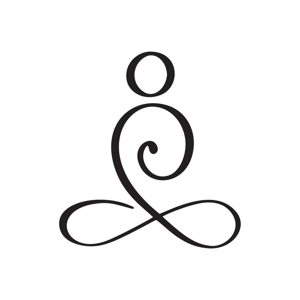 concetto di logo di vettore dell'icona di posa del loto di yoga. simbolo minimo di meditazione yoga. logotipo zen di meditazione di armonia della stazione termale. modello di progettazione di segno grafico creativo