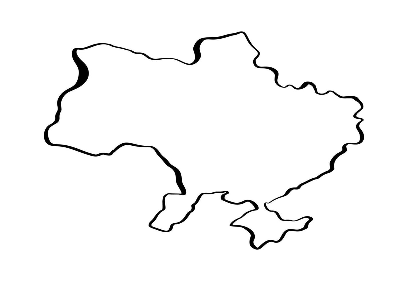 line art mappa vettoriale dell'ucraina con pennellata nera. salva l'ucraina elemento di design per banner adesivo, poster, carta. illustrazione isolata