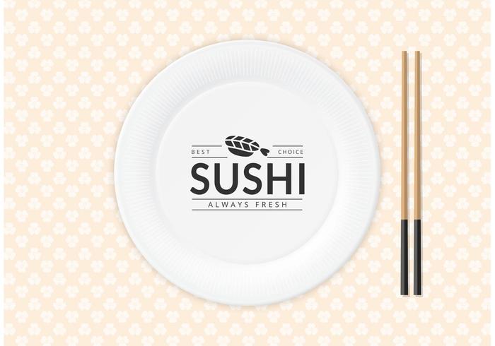 Logo libero dei sushi sul vettore del piatto di carta
