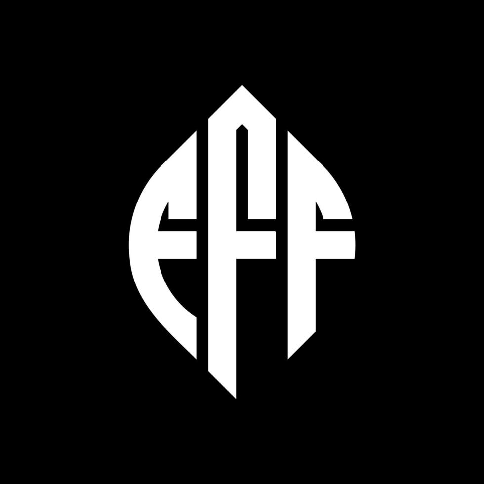 fff design del logo della lettera del cerchio con forma circolare ed ellittica. fff lettere ellittiche con stile tipografico. le tre iniziali formano un logo circolare. fff cerchio emblema astratto monogramma lettera marchio vettore. vettore