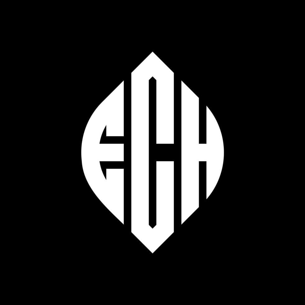 ech design del logo della lettera del cerchio con forma circolare ed ellittica. ech lettere ellittiche con stile tipografico. le tre iniziali formano un logo circolare. ech cerchio emblema astratto monogramma lettera marchio vettore. vettore