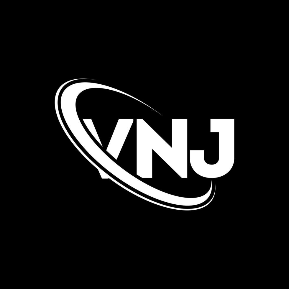 logo vnj. lettera vnj. design del logo della lettera vnj. iniziali vnj logo collegate con cerchio e logo monogramma maiuscolo. tipografia vnj per il marchio tecnologico, commerciale e immobiliare. vettore