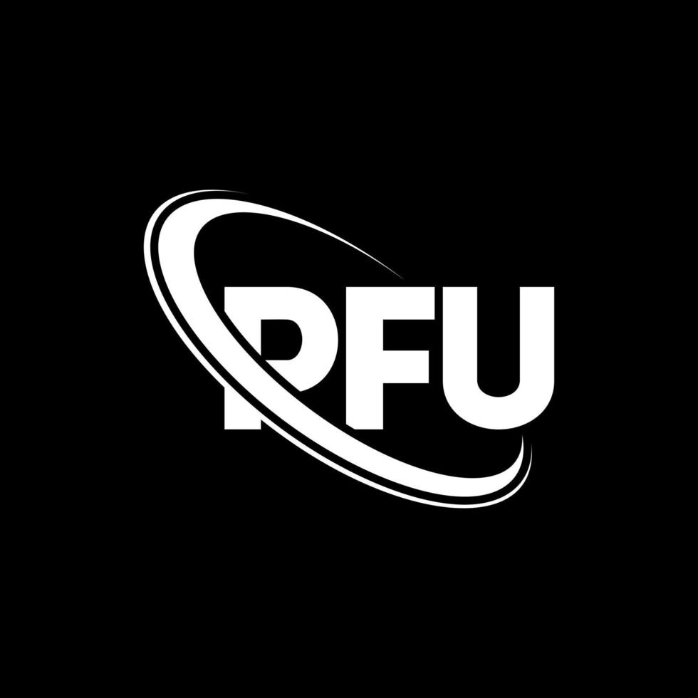 logo pfu. lettera pfu. design del logo della lettera pfu. iniziali pfu logo collegate con cerchio e logo monogramma maiuscolo. tipografia pfu per il marchio tecnologico, commerciale e immobiliare. vettore