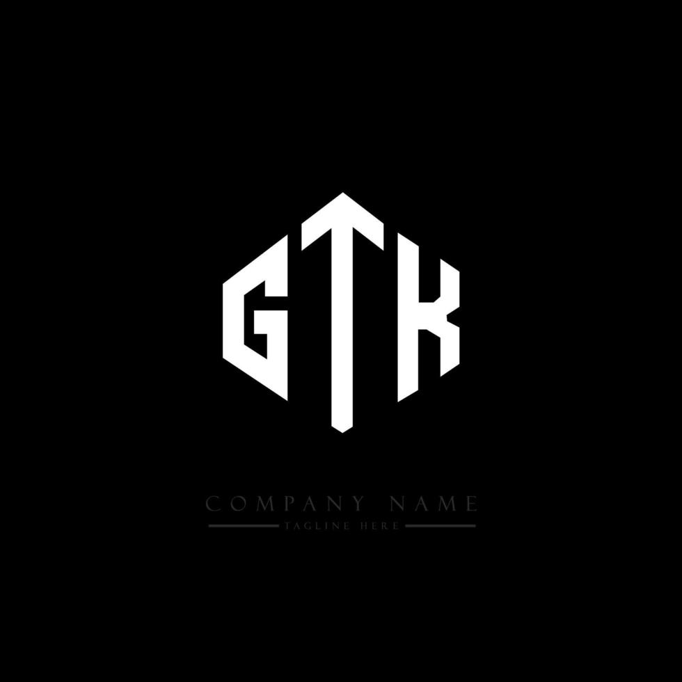 design del logo della lettera gtk con forma poligonale. gtk poligono e design del logo a forma di cubo. gtk esagono logo modello vettoriale colori bianco e nero. gtk monogramma, logo aziendale e immobiliare.